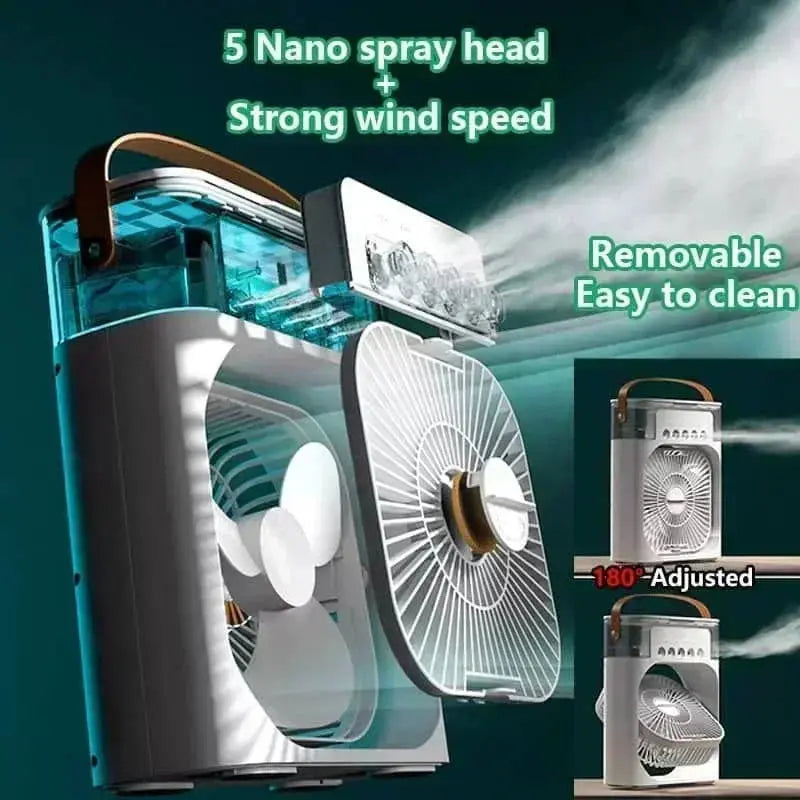 New 3 In 1 Fan AIr Conditioner Household Mini Air Cooler LED Night Light Portable Royal Lights & Home Decor