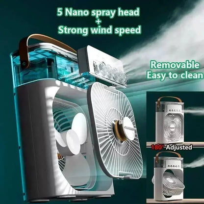 New 3 In 1 Fan AIr Conditioner Household Mini Air Cooler LED Night Light Portable Royal Lights & Home Decor