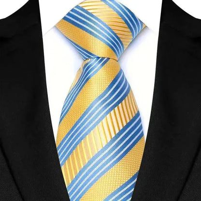 8cm Width Yellow Color Neck Ties For Men Paisley Dots Handmade HotTrendyPicks