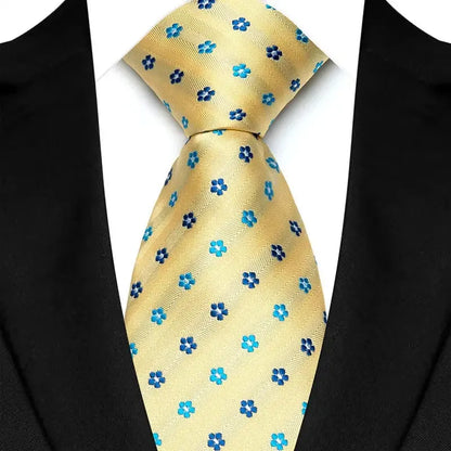 8cm Width Yellow Color Neck Ties For Men Paisley Dots Handmade HotTrendyPicks