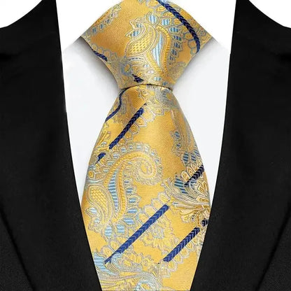 8cm Width Yellow Color Neck Ties For Men Paisley Dots Handmade HotTrendyPicks