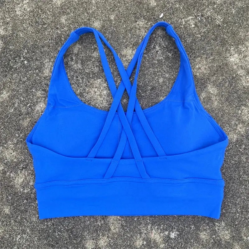 Solid Color Fitness Women Sport Bra Gym Yoga bra Athletic Cross Tight Top Workout Train With Chest Pad High quality shockproof GeToday