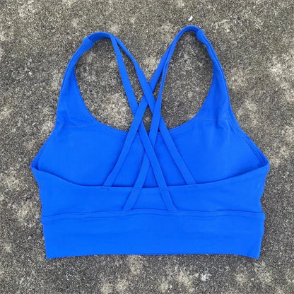Solid Color Fitness Women Sport Bra Gym Yoga bra Athletic Cross Tight Top Workout Train With Chest Pad High quality shockproof GeToday