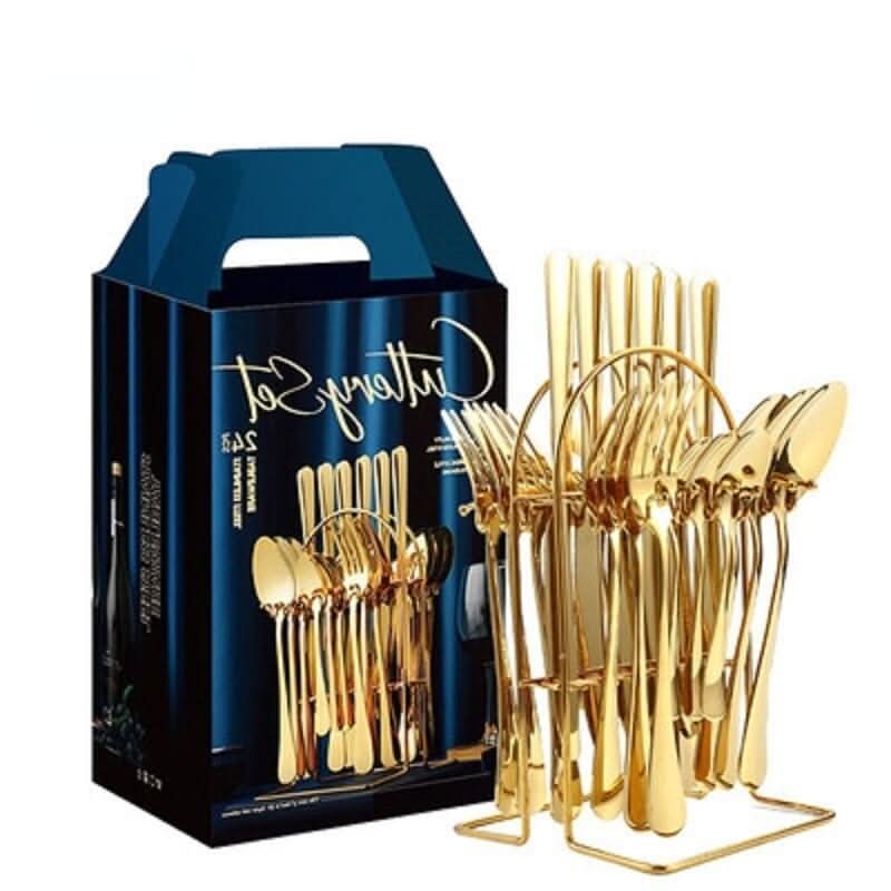 24pcs Stainless Steel Silverware Cutlery Set