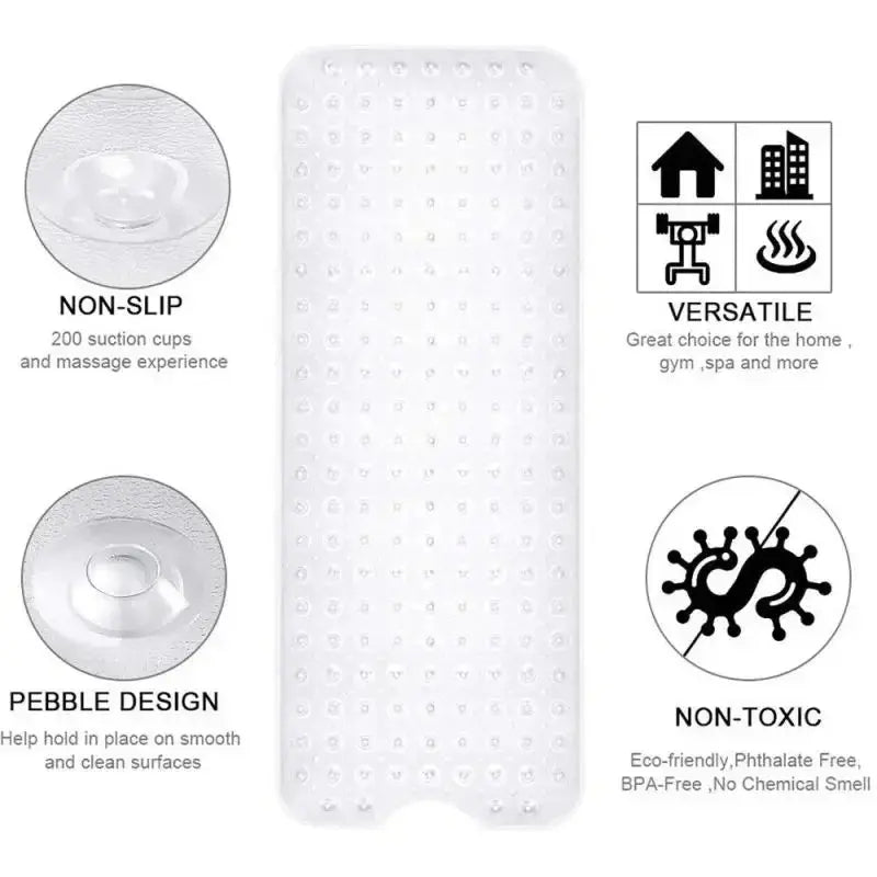 40*100cm PVC Anti-skid Bath Mat Shower Mat Non-slip Mat Bathtub Bath Mat with Suction Cup Bathroom Accessories InStock
