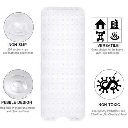 40*100cm PVC Anti-skid Bath Mat Shower Mat Non-slip Mat Bathtub Bath Mat with Suction Cup Bathroom Accessories InStock