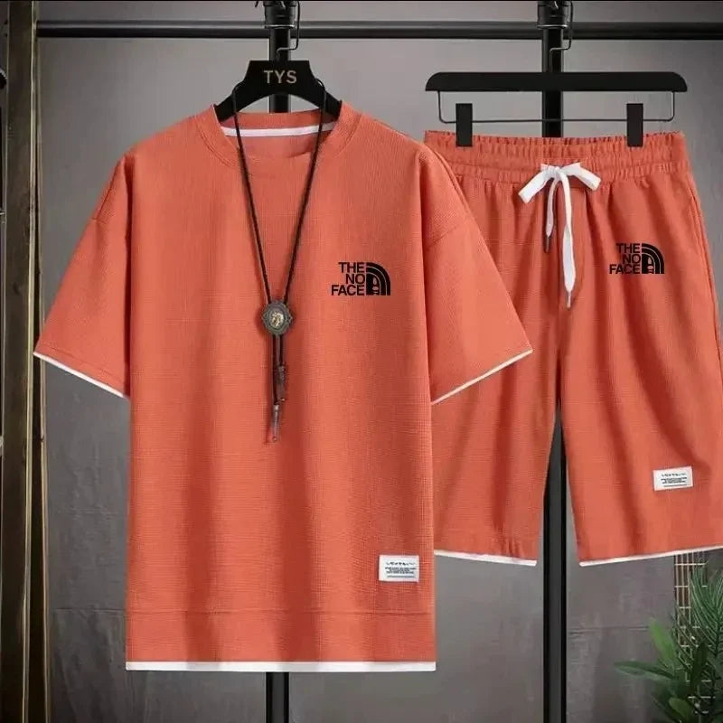 Summer men's set fashionable sportswear men's short sleeved T-shirt+sports shorts set men's casual men's clothing men's jogging