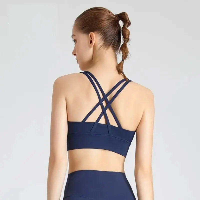 Solid Color Fitness Women Sport Bra Gym Yoga bra Athletic Cross Tight Top Workout Train With Chest Pad High quality shockproof GeToday