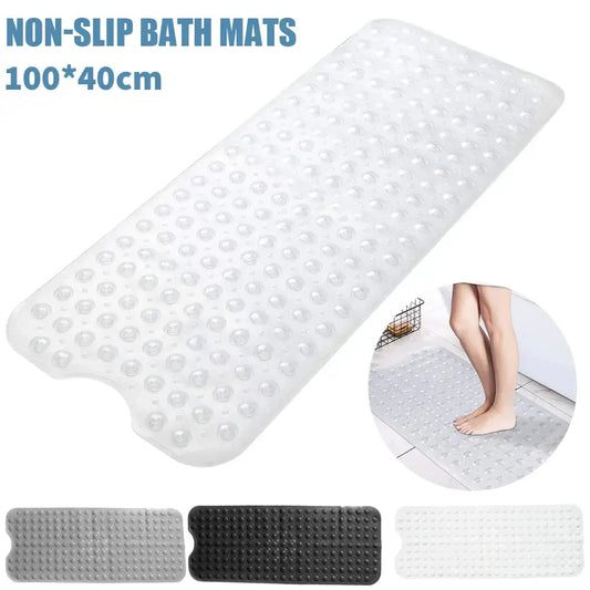 40*100cm PVC Anti-skid Bath Mat Shower Mat Non-slip Mat Bathtub Bath Mat with Suction Cup Bathroom Accessories InStock