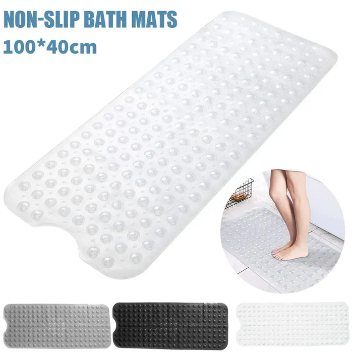 40*100cm PVC Anti-skid Bath Mat Shower Mat Non-slip Mat Bathtub Bath Mat with Suction Cup Bathroom Accessories InStock