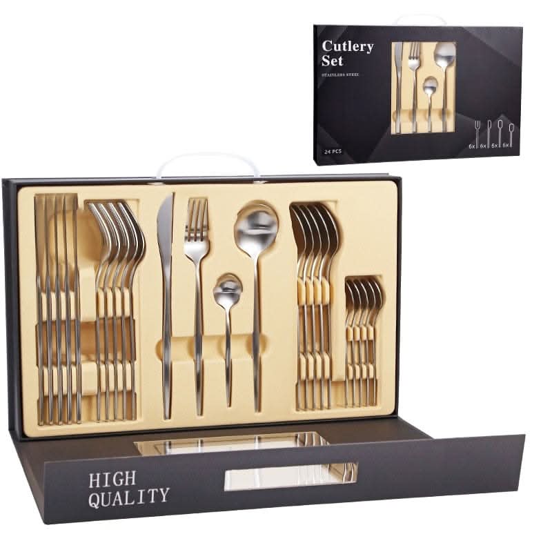 24Pcs 18/10 Stainless Steel Dinnerware Set
