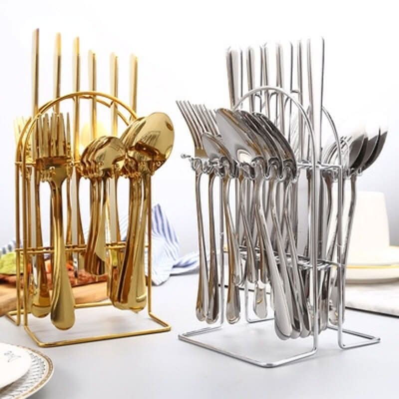 24pcs Stainless Steel Silverware Cutlery Set