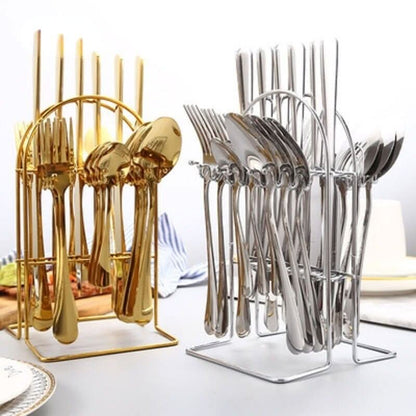 24pcs Stainless Steel Silverware Cutlery Set
