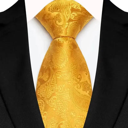 8cm Width Yellow Color Neck Ties For Men Paisley Dots Handmade HotTrendyPicks