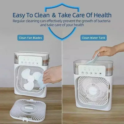 New 3 In 1 Fan AIr Conditioner Household Mini Air Cooler LED Night Light Portable Royal Lights & Home Decor