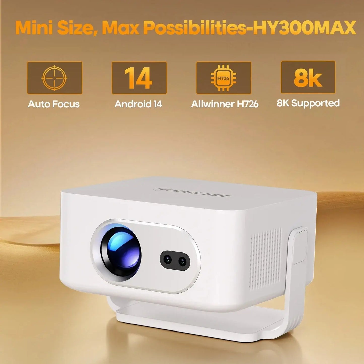 Magcubic Auto Focus Home Cinema 4K Projector 400ANSI 8K Native 720P HY300 Max GeToday