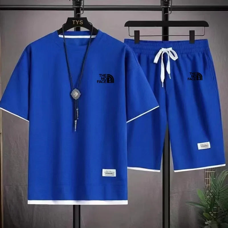 Summer men's set fashionable sportswear men's short sleeved T-shirt+sports shorts set men's casual men's clothing men's jogging