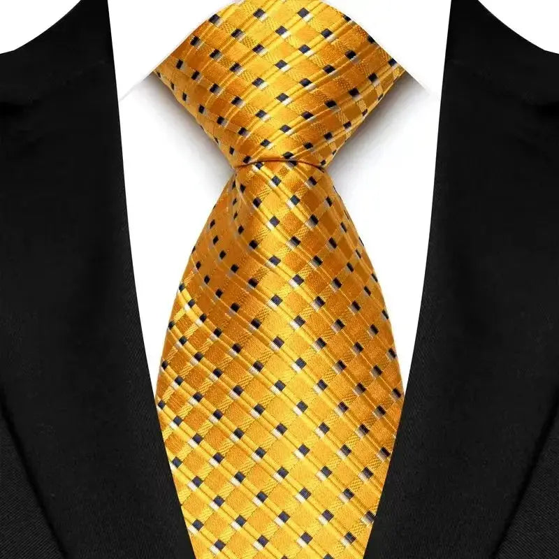 8cm Width Yellow Color Neck Ties For Men Paisley Dots Handmade HotTrendyPicks
