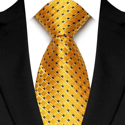 8cm Width Yellow Color Neck Ties For Men Paisley Dots Handmade HotTrendyPicks
