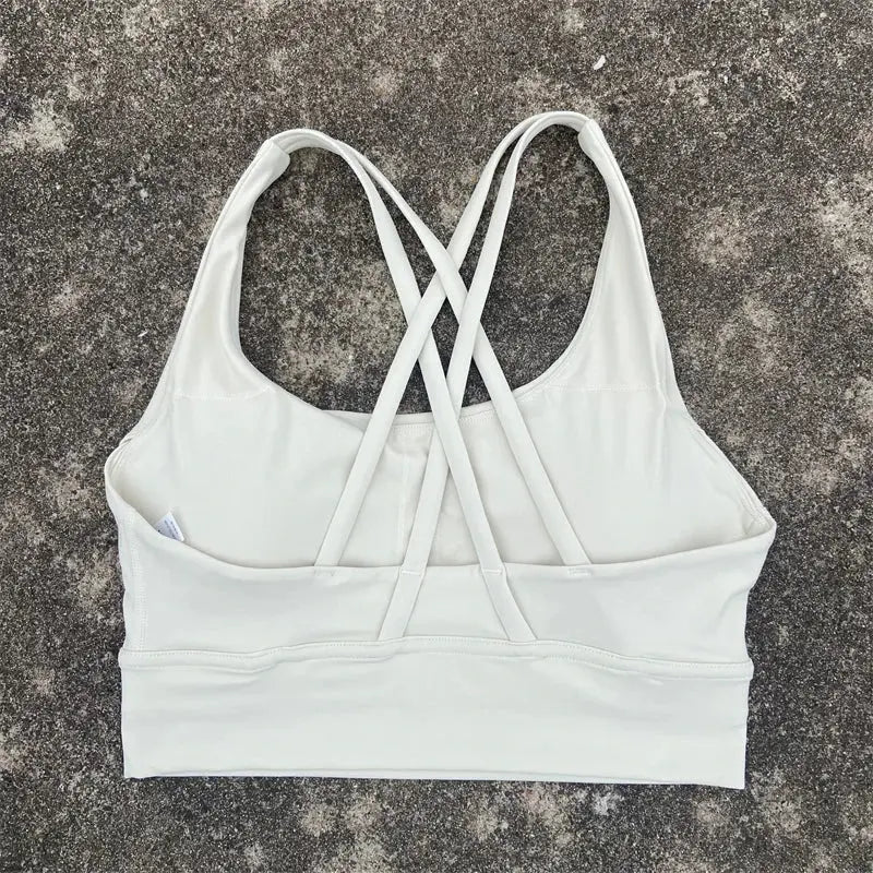 Solid Color Fitness Women Sport Bra Gym Yoga bra Athletic Cross Tight Top Workout Train With Chest Pad High quality shockproof GeToday