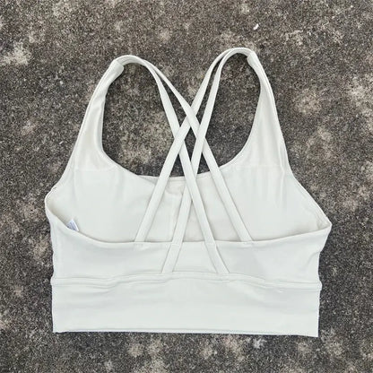 Solid Color Fitness Women Sport Bra Gym Yoga bra Athletic Cross Tight Top Workout Train With Chest Pad High quality shockproof GeToday