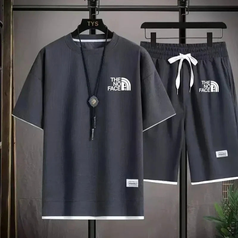 Summer men's set fashionable sportswear men's short sleeved T-shirt+sports shorts set men's casual men's clothing men's jogging