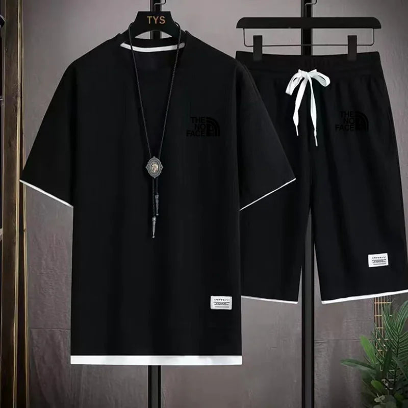 Summer men's set fashionable sportswear men's short sleeved T-shirt+sports shorts set men's casual men's clothing men's jogging