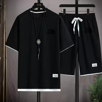 Summer men's set fashionable sportswear men's short sleeved T-shirt+sports shorts set men's casual men's clothing men's jogging