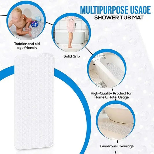 40*100cm PVC Anti-skid Bath Mat Shower Mat Non-slip Mat Bathtub Bath Mat with Suction Cup Bathroom Accessories InStock