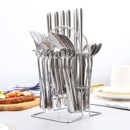 24pcs Stainless Steel Silverware Cutlery Set