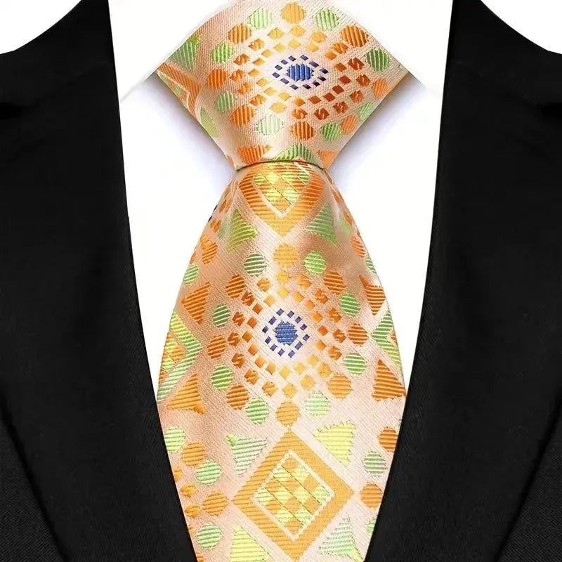 8cm Width Yellow Color Neck Ties For Men Paisley Dots Handmade HotTrendyPicks