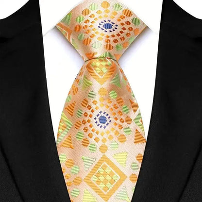 8cm Width Yellow Color Neck Ties For Men Paisley Dots Handmade HotTrendyPicks