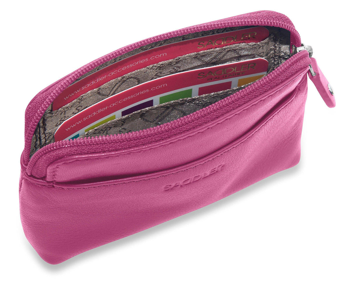 Compact Leather Zip-Top Purse "Pia" – Handmade by Saddler | RFID Protected & Gift Boxed | Multi-Functional Card, Coin & Key Holder