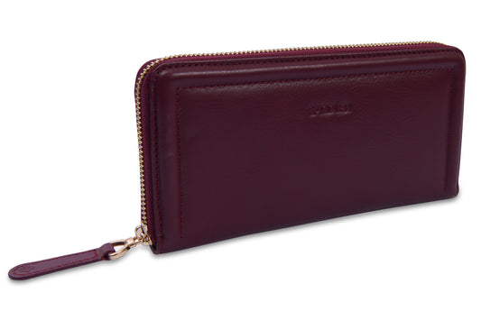 SADDLER "Beatrice" RFID Long Zipper Real Leather Purse (Gift Boxed)