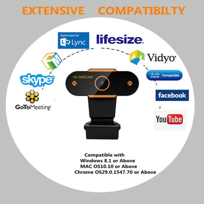 312 1080P HD USB 2.0 PC Desktop Camera Webcam with Mic, Cable Length: about 1.3m, Regular, with Tripod, Anti-peep