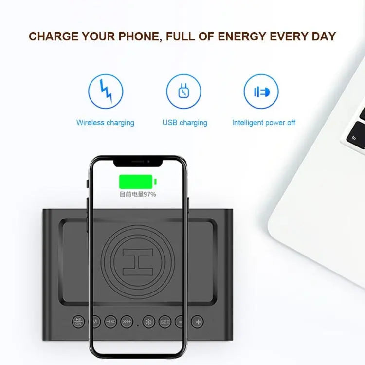 AEC BT508 Wireless Charging Bluetooth Speaker LED Alarm Clock Power Bank Three-In-One Speaker Mira Sales