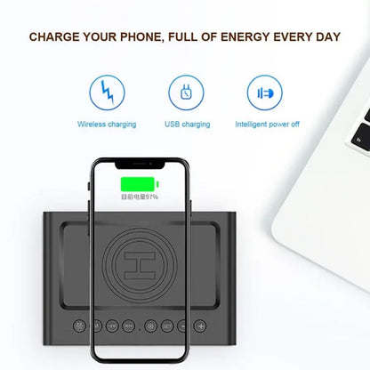 AEC BT508 Wireless Charging Bluetooth Speaker LED Alarm Clock Power Bank Three-In-One Speaker Mira Sales