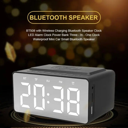 AEC BT508 Wireless Charging Bluetooth Speaker LED Alarm Clock Power Bank Three-In-One Speaker Mira Sales
