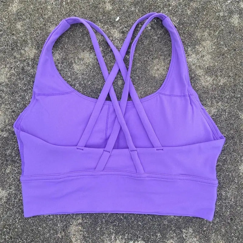 Solid Color Fitness Women Sport Bra Gym Yoga bra Athletic Cross Tight Top Workout Train With Chest Pad High quality shockproof GeToday