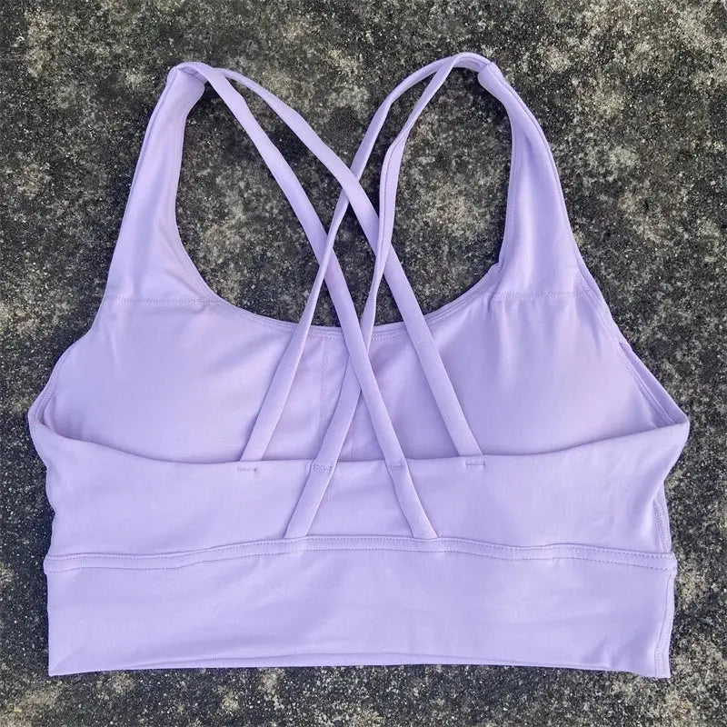 Solid Color Fitness Women Sport Bra Gym Yoga bra Athletic Cross Tight Top Workout Train With Chest Pad High quality shockproof GeToday