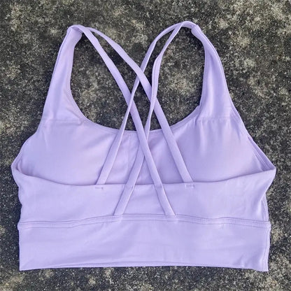 Solid Color Fitness Women Sport Bra Gym Yoga bra Athletic Cross Tight Top Workout Train With Chest Pad High quality shockproof GeToday