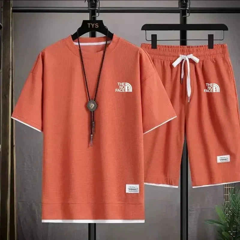 Summer men's set fashionable sportswear men's short sleeved T-shirt+sports shorts set men's casual men's clothing men's jogging