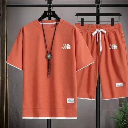 Summer men's set fashionable sportswear men's short sleeved T-shirt+sports shorts set men's casual men's clothing men's jogging