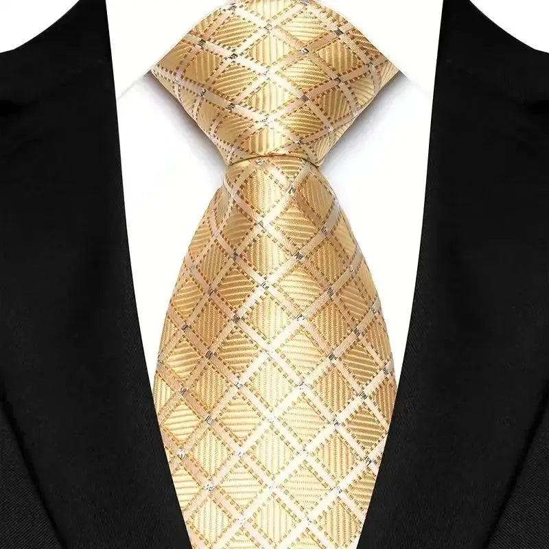 8cm Width Yellow Color Neck Ties For Men Paisley Dots Handmade HotTrendyPicks