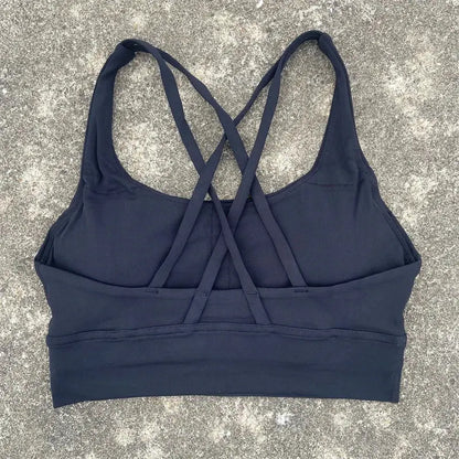 Solid Color Fitness Women Sport Bra Gym Yoga bra Athletic Cross Tight Top Workout Train With Chest Pad High quality shockproof GeToday