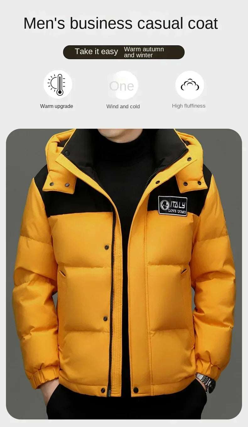 Winter New Down Jacket Men's Thick Warm White Duck Casual Coat Hooded Cold-proof Jack Clothing