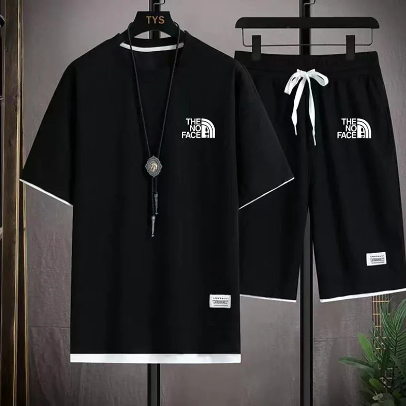Summer men's set fashionable sportswear men's short sleeved T-shirt+sports shorts set men's casual men's clothing men's jogging