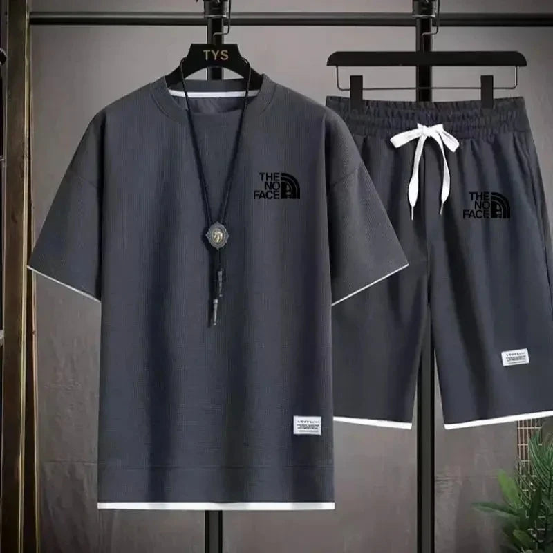 Summer men's set fashionable sportswear men's short sleeved T-shirt+sports shorts set men's casual men's clothing men's jogging
