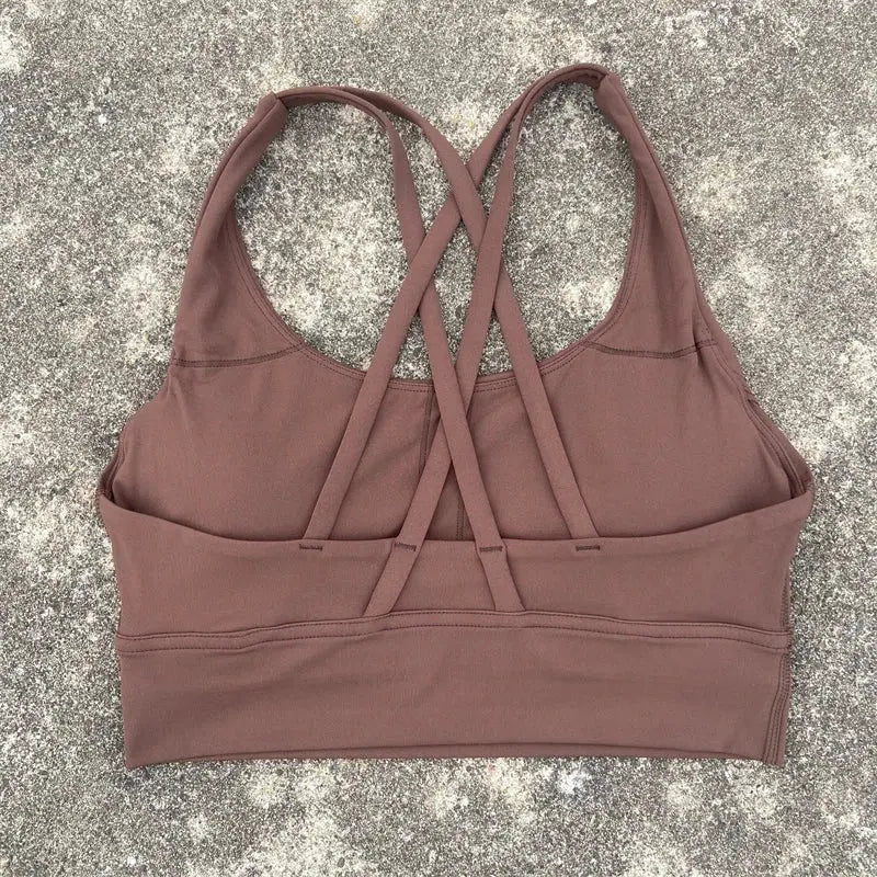 Solid Color Fitness Women Sport Bra Gym Yoga bra Athletic Cross Tight Top Workout Train With Chest Pad High quality shockproof GeToday
