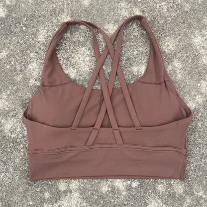 Solid Color Fitness Women Sport Bra Gym Yoga bra Athletic Cross Tight Top Workout Train With Chest Pad High quality shockproof GeToday